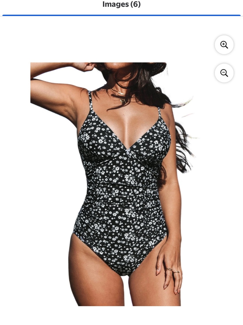 Black Floral One-Piece Swimsuit with Tummy control